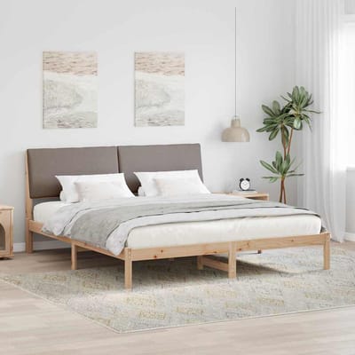 vidaXL - Bedframe - Bruin - en - taupe - 200 - x - 200 - cm - Massief - grenenhout