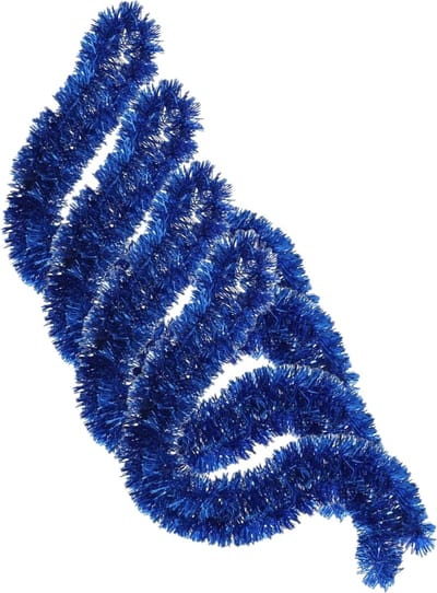 Kerstslingers - 4x stuks - glitter blauw - folie lametta - 180 x 7 cm - kerstboom versiering / guirlandes - folieslinger - kerstversiering