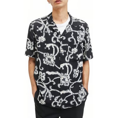 AllSaints Webs Ss Shirt Jet Black Maat: XS | Casual Overhemden Outlet | Heren | Zwart