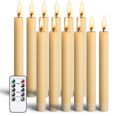Realistische LED Kaarsen - 12 Kaarsen - incl. afstandbediening - Diner - Nep - kaarsen - Flikkerende vlam - Timer - Stompkaars - Luft