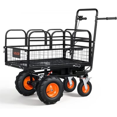 VEVOR Elektrische Tuinkar, 36V 432Wh Accu, 500W Kruiwagen met 90° Kantelfunctie en Rem, 300 Kg Laadvermogen, Robuuste Stalen Tuinkar voor Landbouw en Boerderijen