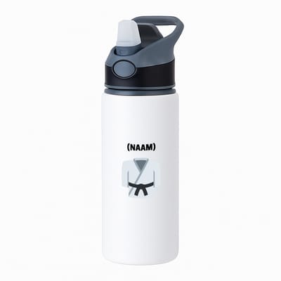 Hacebo® - Karate met eigen naam waterfles met rietje zwart - Sport - Karateka - Sport - water fles - 650ML