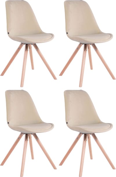 CLP Toulouse Set van 4 Stoelen - Rond frame - Fluweel creme natura