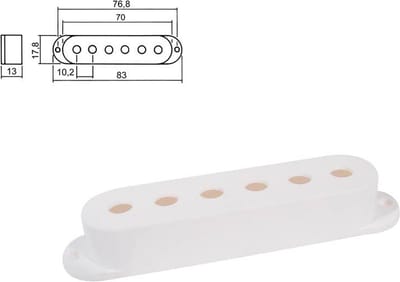 Boston SPC-10-WH pickup cover, Stallion model single coil, 83,0-70,0x17,8x18,0mm, 3 stuks, wit