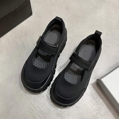 Retro Zwarte Dikke Zool Mary Jane Schoenen Lente Herfst Chunky Hoge Hak Sneakers voor Dames Lage Mond Enkele Schoenen 35 gray