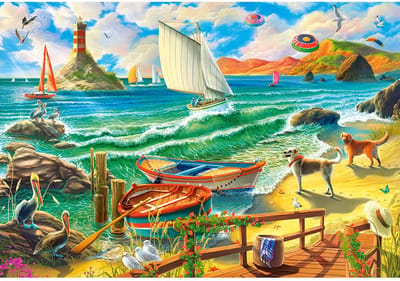 TOPMO - Leuk Strand - Diamond painting pakket - HQ Diamond Painting - VOLLEDIG dekkend - Diamant Schilderen - voor Volwassenen – ROND- 40X50CM