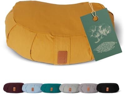#DoYourYoga - Yoga kussen - »Ganesh« - halve maan meditatiekussen met bio-organische boekweit schalen vulling - 45x30x14 cm - indisch geel
