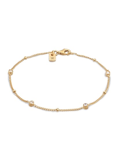 KUZZOI - Armband - Armband Heren Bal Bolketting Glazen Kristallen Xirius Geslepen Wit 925 Sterling Zilver Zomer / Strand Goud 18 cm - Heren