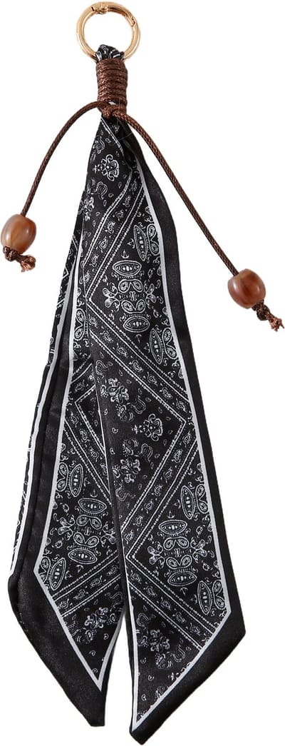 Emilie collection - telefoonkoord - tassenhanger - bag charm - zwart - bandana print
