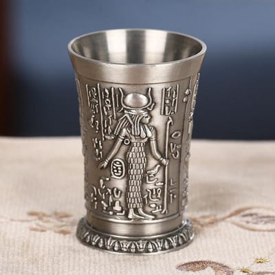 Égypte Ancienne Totem Art Relief Rétro Bronze Verre à Liqueur Vin Vermouth Absinthe Coupe à Cocktail Métal Liqueur Vodka Petit Verre à Vin 40ml