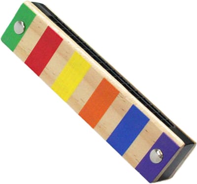 Mondharmonica Muziekinstrument - Houten mondharmonica - Muziek Ontdekken - 16 Gaten Dubbele Rij - 13 cm - Kleurrijk