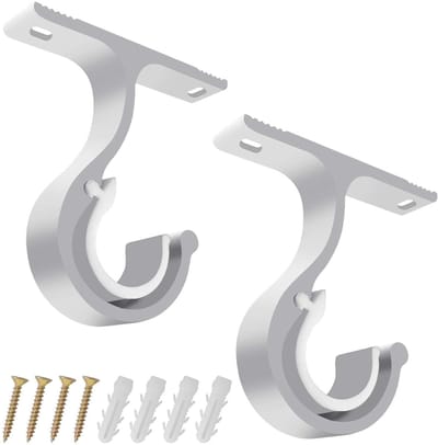 Dailygoods - Colexy Gordijnstanghouder, 2 stuks, metaal, gordijnstanghouder, wandhouder, douchegordijnstang, accessoires voor gordijnen, kledingstang, douchestang (wit)