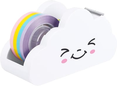 KZQ Grappige Wolk Vormige Tape Dispenser Voor Kinderen Schattige Lachende Tapehouder Voor Knutselen School En Kantoor 11x4x6 Cm Desktop Organizer
