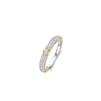 TI SENTO Dames Ring - 925 zilver - Zirkonia met geel verguld - Maat 17.25 mm / maat 54 - 12377ZY