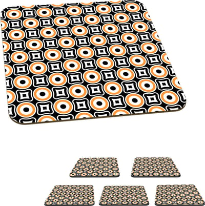 Onderzetters voor glazen - Patroon - Cirkel - Retro - 10x10 cm - Glasonderzetters - 6 stuks