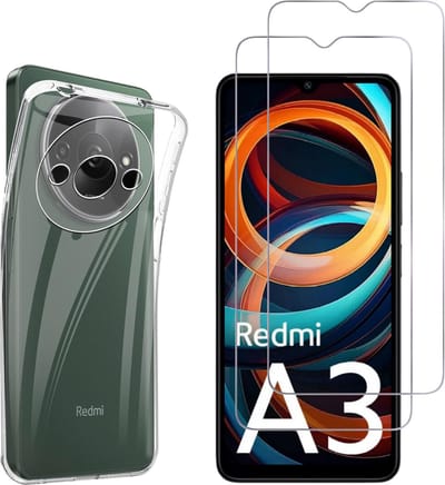 Hoesje Ultraslank geschikt voor Xiaomi Redmi a3 backcover siliconen Transparant en 2 stuks ScreenProtector Gehard Glas