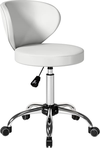 HOMCOM-Salonkruk-PU, Staal-45 x 54 x 73-88 cm-Wit