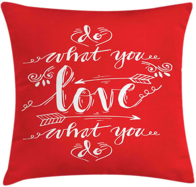 ABAKUHAUS Kussenhoes Liefde, wat je doet – Dubbelzijdig bedrukt – 40x40 cm – Vermiljoen/Wit