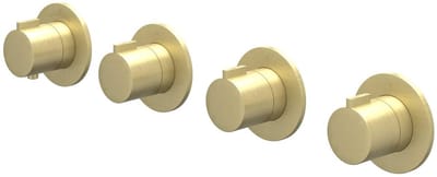 IVY Pact Afbouwdeel inbouwthermostaat met 3 stopkranen symmetry met ronde rozetten Geborsteld mat goud PVD