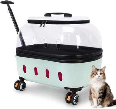 Huisdierendrager - Reiskoffer huisdier - Reizen met huisdier - Soepele 360° wielen - Intrekbaar handvat - Transparant