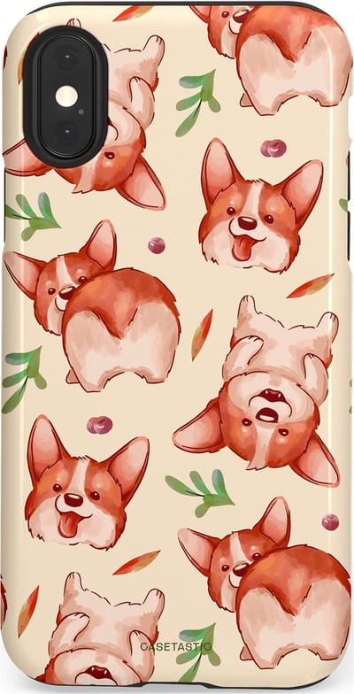 Casetastic Hoesje Geschikt voor Apple iPhone X/Xs - Stijlvolle Beschermende Duo-layer Case - Corgipootjes