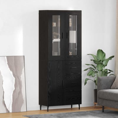 vidaXL - Highboard - 2 - st - Zwart - Eiken - 69,5 - x - 34 - x - 180 - cm - Bewerkt - hout