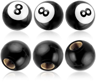 Allecto - Billiard Ball Valve Caps - Leakproof - 6 Stuks - Universeel - Auto Accessoires - Voor Auto's en Fietsen - 8-Bal Ontwerp