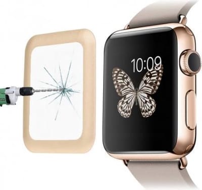 DrPhone iOS Smartwatch Screenprotector 42mm – 0.2mm Gehard Glas – Volledige Bescherming – 8-9H Hardheid – Compatibel met Apple Watch Series 1/2/3 – Goud