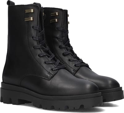 Hip H1626 Veterboots - Laarzen Met Veters - Meisjes - Zwart - Maat 33