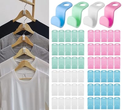 Dailygoods- Hanger Haken 48 Stuks - Garderobe Organizer - Ruimtebesparend - ABS Kunststof - Geschikt voor Accessoires - Duurzaam en Niet-toxisch - Kledinghangers