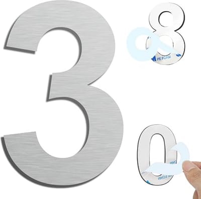 Solidchoice - 7,6 cm Zelfklevende Roestvrijstalen Huisnummerstickers - Zilver (3 Stuks)