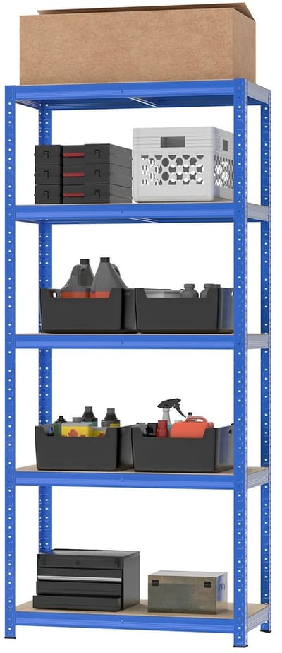 Amolass - Stellingkast - Magazijnstelling - Opbergkast - 5-Laags Opbergrek - Blauw - 180×90×40cm - 175kg Draagvermogen per Plank