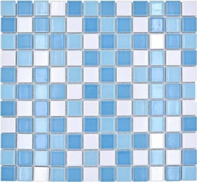 Mozaïek Tegels - Keramische Mozaïek - Douchewand Bekleden - Glanzende Afwerking - 326x300mm Mat - Blauw Wit