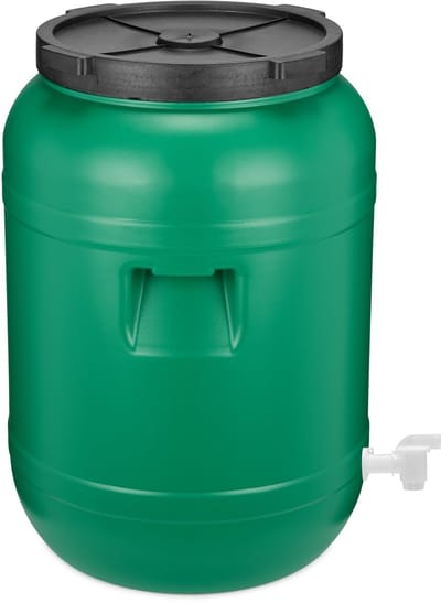 Garronda 80L met Kraan Kunststof Trommel Met Deksel - Vat - HDPE - Voedselvat - Tuin Hobbock – Groen - GD-DOL-Barrel-Green