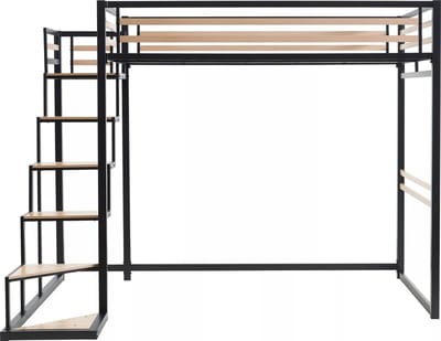 Vente-unique Hoogslaper metaal zwart 140 x 200 cm JOGUI