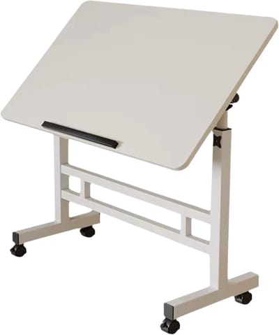 Mobiel Sta-bureau Zit-sta bureau Verrijdbaar - Voor Thuiskantoor & Laptop - Verstelbare Hoogte - Witte Sta-tafel met Wielen - zit sta bureau verstelbaar bureau - Wit 80x40cm