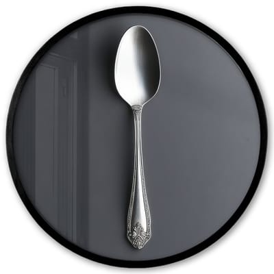 Poster in lijst Rond - Fotolijst 40x40 cm - Posters - Zilver - Metaal - Lepel - Ronde posterlijst zwart - Decoratie - Wanddecoratie woonkamer - Muurdecoratie slaapkamer