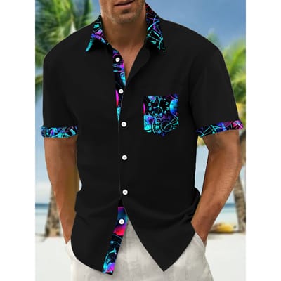Herenhemden, overhemd met knopen, casual shirts, lente en zomer, bedrukte korte mouwen, dagelijks, modieus, comfortabel 2XL