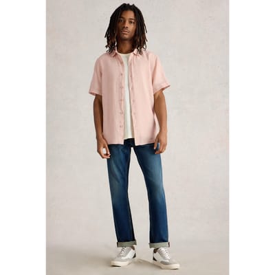 White Stuff Keswick Ss Linen Shirt Light Pink Maat: L | Casual Overhemden Outlet | Heren | Roze