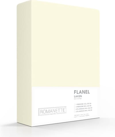 Romanette - Flanel - Laken - Eenpersoons - 150x250 cm - Ivoor