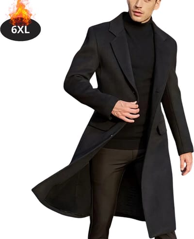 Livano Mantel Heren - Tussenmantel - Jas - Mantelpakje - Trenchcoat - Overjas - Overcoat - Winter - Plus Size - Zwart - 6XL