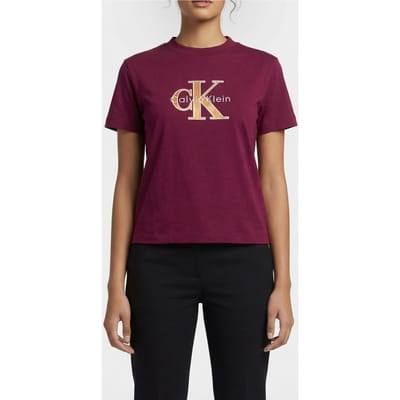 Calvin Klein Ss Classic Monologo Tee Berry Glaze Taglia: XS | Maglie Sportivi Outlet | Donna