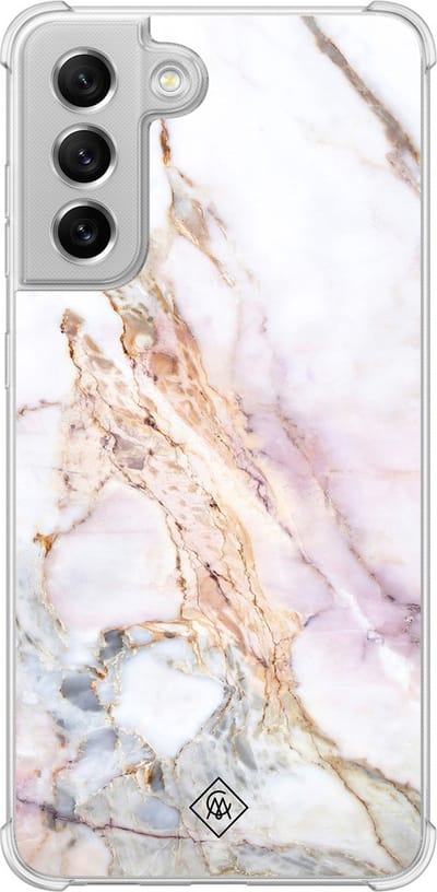 Casimoda® hoesje - Geschikt voor Samsung Galaxy S21 FE - Parelmoer Marmer - Shockproof case - Extra sterk - Siliconen/TPU - Multi, Transparant