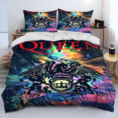 Freddie Mercury Queen-Rockband Dekbedovertrek Beddengoedset, Dekbedovertrek Bedset Quiltovertrek Kussensloop, King Queen Size Beddengoedset EU Double 200x200cm
