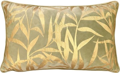 Dutch Decor KATJA - kussenhoes 30x50 cm - bladmotief - Sponge - groen - met rits - zonder binnenkussen