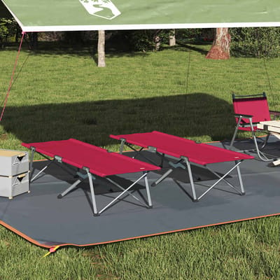 vidaXL - Opvouwbaar - Campingbed - 2 - st - Rood - 194 - x - 62,5 - x - 42,5 - cm