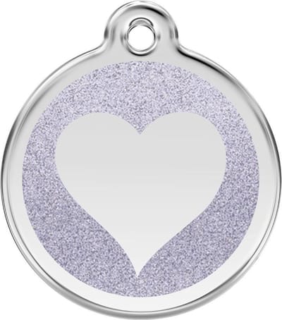 Red Dingo Hondenpenning 38 mm hart glitter zilverkleurig