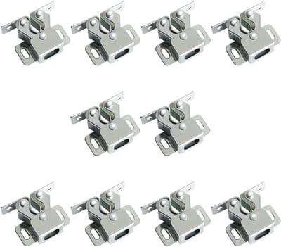 10 Stuks Dubbele Roller Slot voor Keukenkastdeuren, Veiligheidsvergrendeling en Kastrollers (Wit)