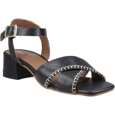 Hush Puppies Lyla Hielend Leer Dames Zwarte Sandalen