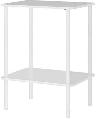 Moderne Bijzettafel, met 2 Opbergplanken, Kan Gebruikt Worden als Salontafel, Koffietafel en Opbergtafel, Geschikt voor Woonkamer, Slaapkamer en Balkon, 40×30×52,2 cm, Wit, Metaal